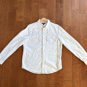 True Religion White Western Pocket Button-Down Shirt